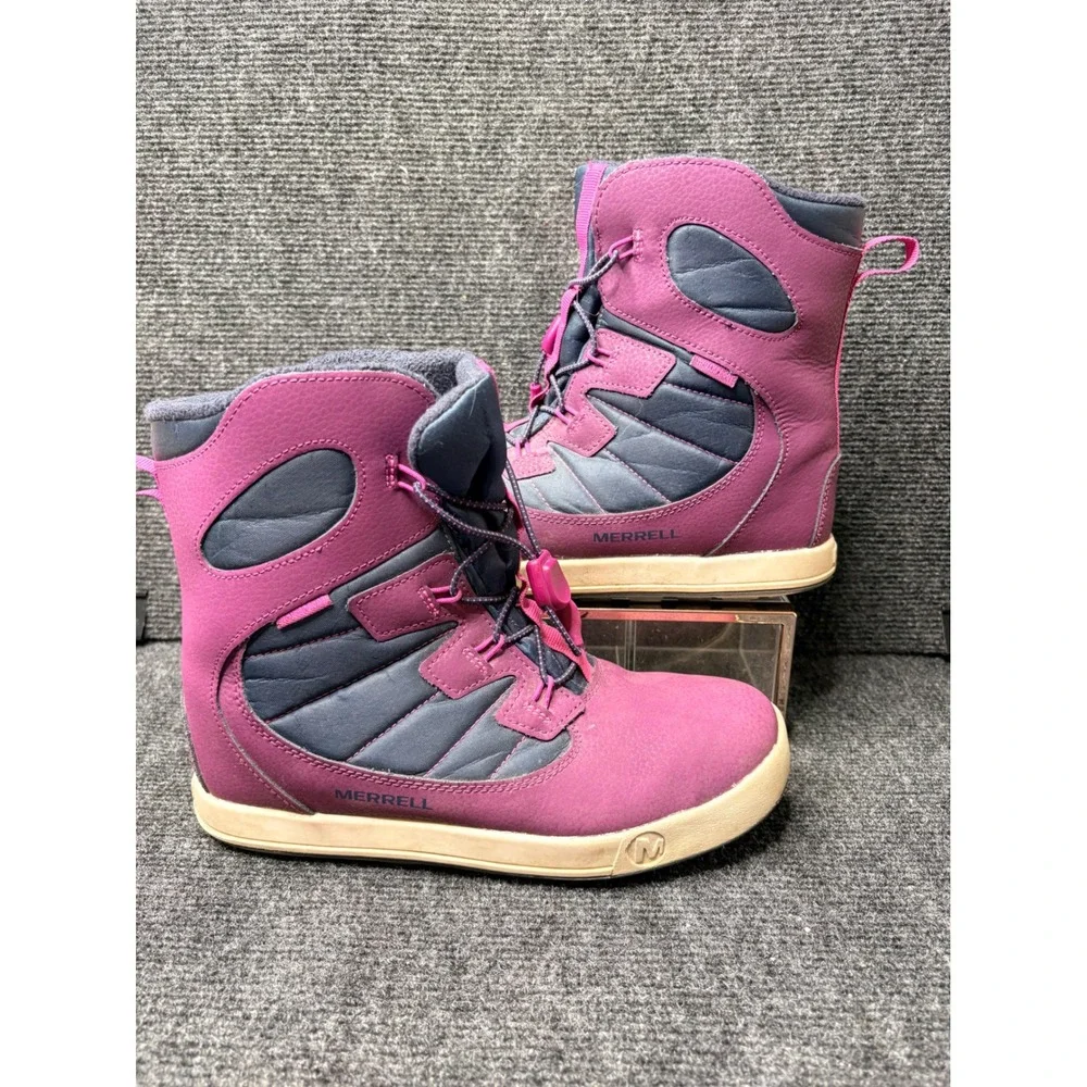 Merrell Kids Berry Navy Leather Insulated Snow Boots MK167147 Size 5M